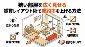 狭い部屋を広く見せる賃貸レイアウト術で成約率を上げる方法